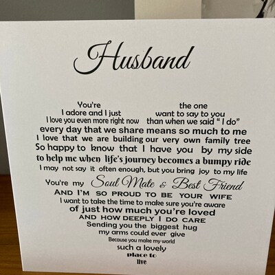 Husband Card Romantic Birthday Card Sentimental Wife Anniversary Husband Card Romantic Birthday Card Sentimental Wife Anniversary