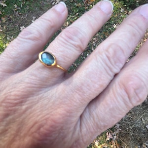 Customer photo from Kim, Rainbow Labradorite Ring in Rosecut