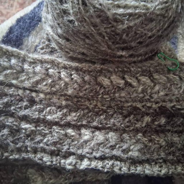 A customer's finished Winter Wheat Stitch Sweater Scarf Crochet Pattern (Digital PDF)