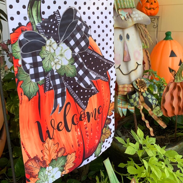 Welcome Fall Pumpkin Garden Flag, Double Sided Yard Decoration, Front ...