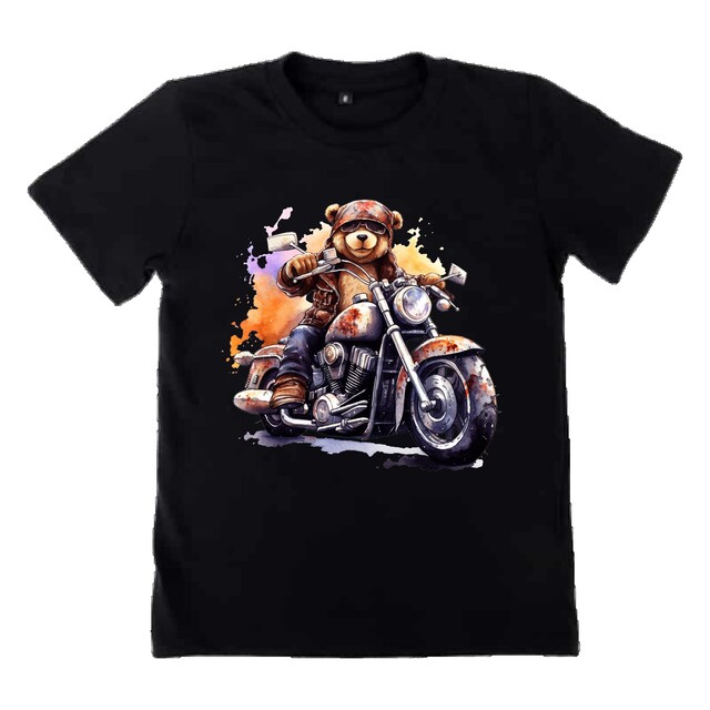 T-shirt Humour Ours Grizzli En Moto - Design Unique Animalier - 100% Coton - Coupe Classique