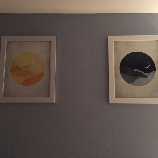 Sun Moon and Stars Nursery Wall Art Set of 2 Prints, Nursery Decor ...