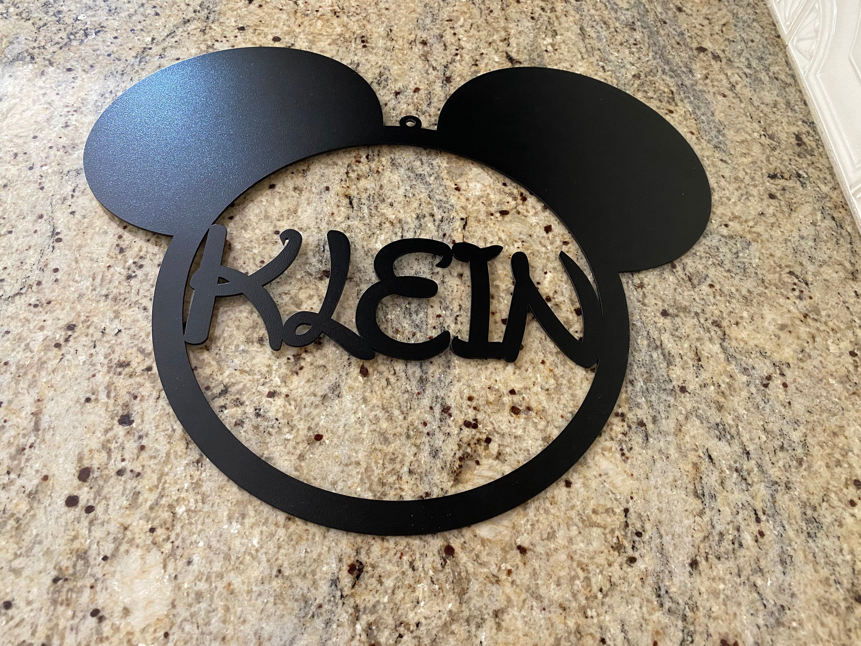 Mickey Mouse Monogram Personalized Any Name Sign Acrylic Hanging Wall Decorations Minnie Mouse Ears Metal Ornament Disney Shape Nursery Wall Art Gifts Kids Bedroom Custom House Decor Birthday Present