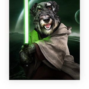 Star Wars Yoda Pet Portrait, Custom Pet Portrait, Custom Yoda Portrait for Pet, Star Wars Portrait, Star Wars Print, Yoda Print