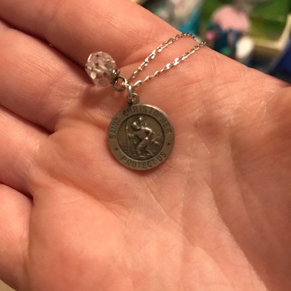 925 Sterling Silver Oval St. Christopher Medal Charm Pendant - Unbranded, No Stone