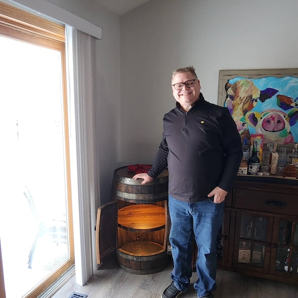 Happy husband with barrel