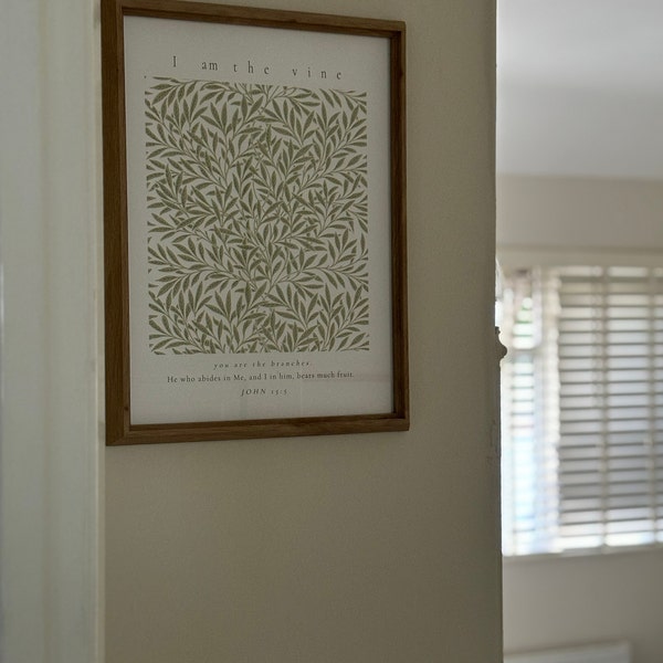 I Am the Vine Vintage Poster, Printed & Shipped, Modern Scripture Decor ...