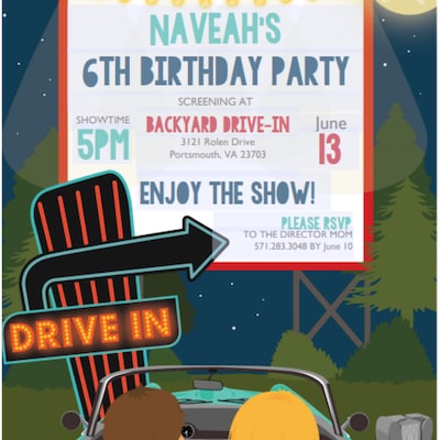 Drive in Movie Party Invitation Backyard Drive in Party Invitation ...