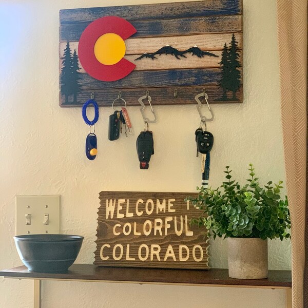 Colorado Flag Key Holder - Colorado Gift - Colorado Wood Flag ...