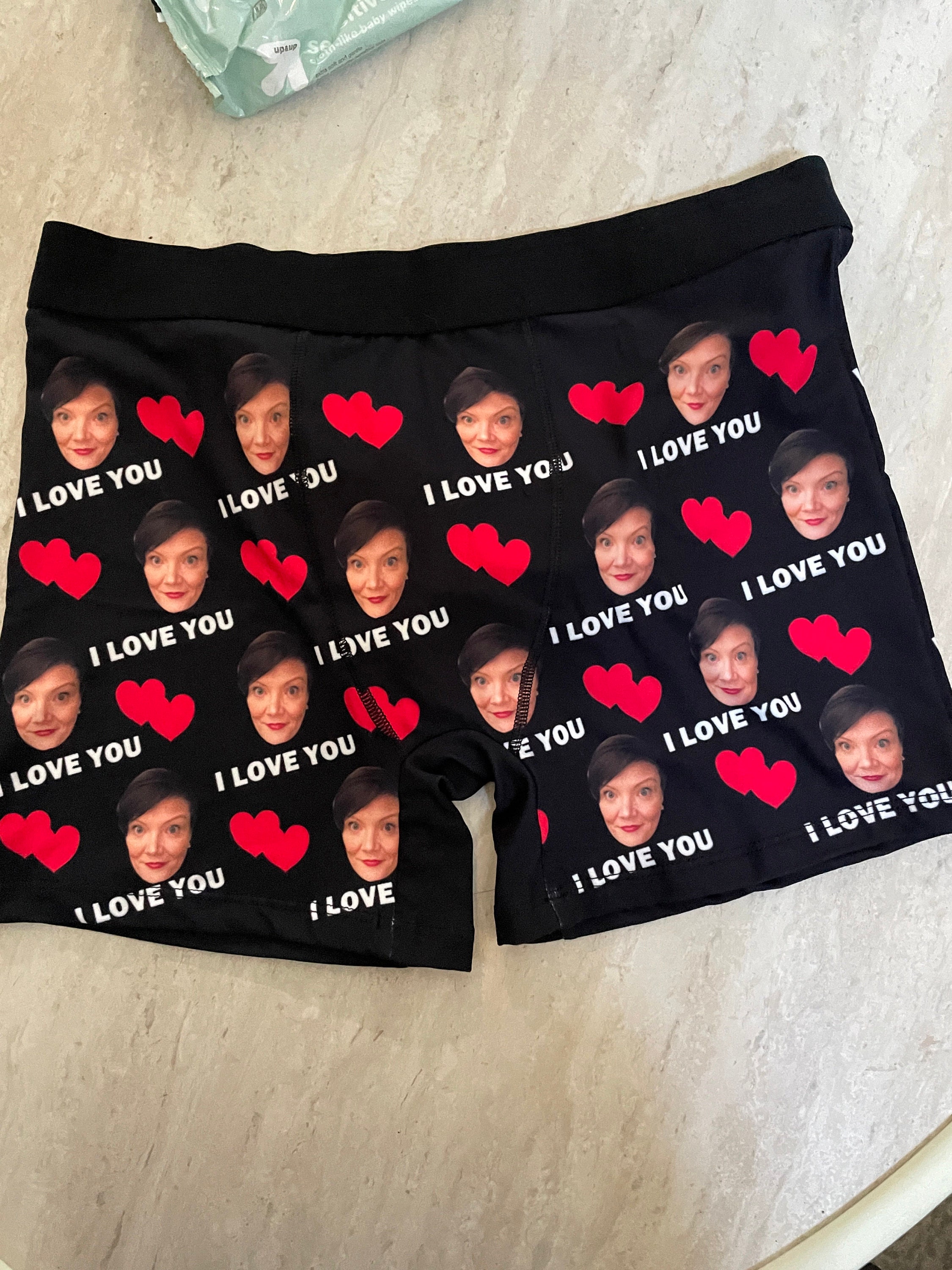 Custom Face Boxers Briefs for Men Underwear Personalized Photo Underpants Birthday Anniversary Christmas Valentines Day Gift for Him