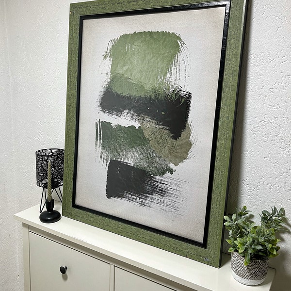 Dark Green Abstract Printable Wall Art, Green Black Rusty Print, Brush ...