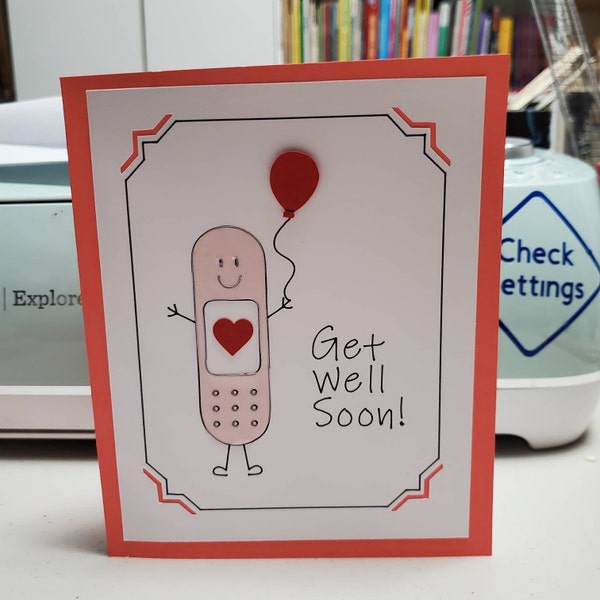 Get Well Soon Card SVG With Bandage and Heart, Cricut Joy, SVG File ...