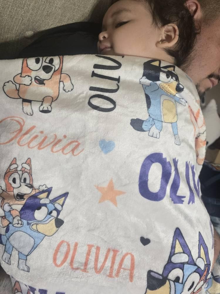 Custom Bluey Blanket | Plush Throw for Kids | Baby Blanket Gift | Bluey Baby Blanket for Boys & Girls | Soft Baby Blankets | Name Blanket