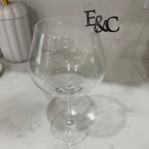 Custom Wedding Dink Name Tags, Custom Initial Glass Toppes