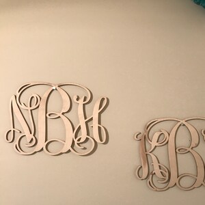 Wooden Monogram Letters Unpainted Wood Monogram Wall Hanging | Etsy