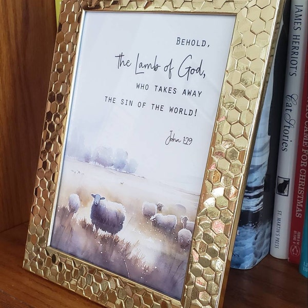 John 1:29 Behold the Lamb of God Bible Verse Wall Art Printable, Modern