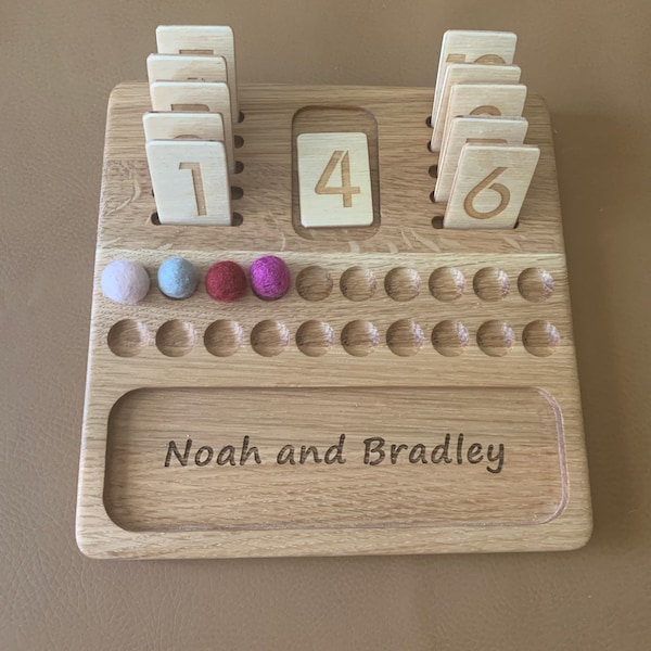 Montessori Math Counting Board With Number Cards 0-20 Educational Toy ...