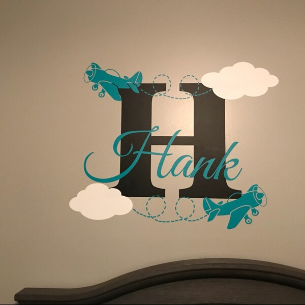 Airplane Name Wall Decal: Personalized Nursery Decor P52 - Etsy