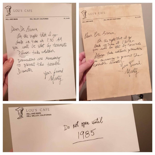 BTTF バック・トゥ・ザ・フューチャーの小道具、マーティからドクへの