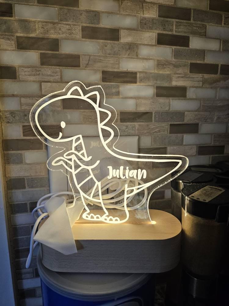 Dinosaur Night Light,Custom Name Night Light,Cute Night Light,Baby First Birthday Gift,Baby Nursery Decor,Gifts For Kids,Newborn Shower Gift