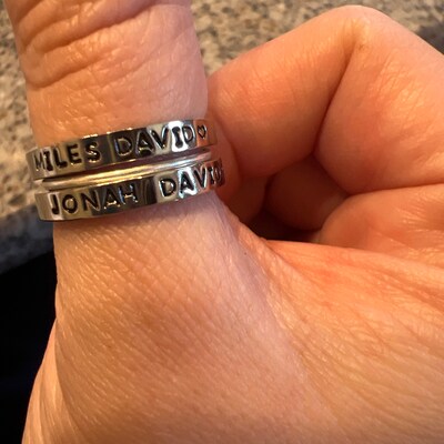 Stacking Name Ring, Personalized Stackable Ring for Mom, Custom Hand ...