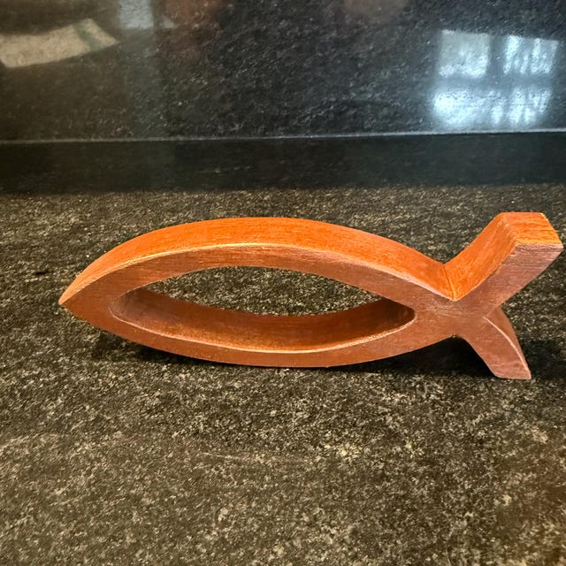Portachiavi in legno a forma di pesce di Gesù: regalo