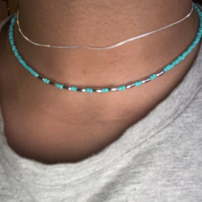 Beach Choker/beaded Choker/turquoise Choker/dainty Necklace/dainty ...