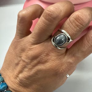 Bague Cabochon Hématite – Argent 925 – Taille 60 – Bijou Authentique Occasion