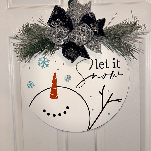 Let It Snow Snowman SVG | Christmas Round Sign Design - Etsy