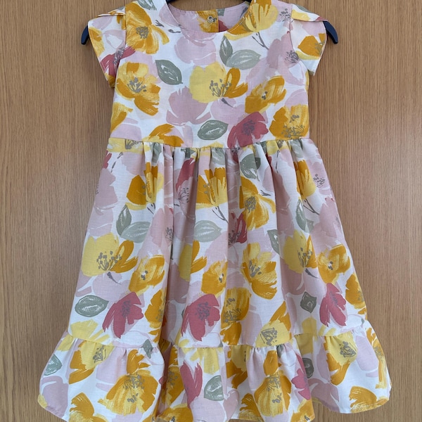 Nellie Ruffle Tulip Sleeve Dress Sewing Pattern for Girls (instant ...