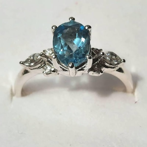 Handmade Swiss Blue Topaz Ring: Sterling Silver Engagement Ring - Etsy