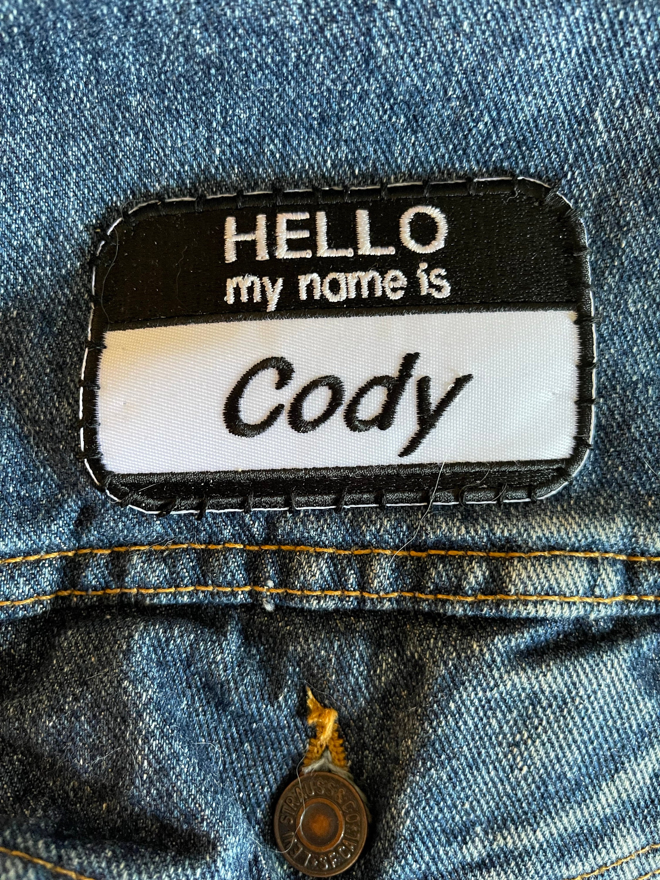 Hello My Name Is Custom Patch Name Patch  Personalized Name Patch Name Tag with Hook and Loop Fastener Available