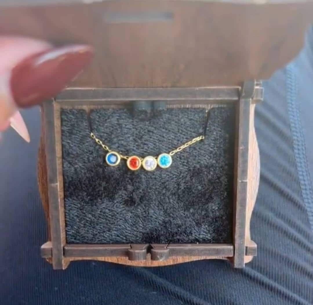 14K Solid Gold Family Birthstone Necklace, Birthstone Gift, Christmas Gift, Bridesmaid Gift, Gift for Mom, Birthday Gift, Birthstone Jewelry