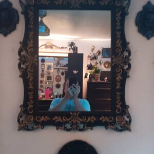 Gothic Baroque Wall Mirror | XL Ornate Black Frame | Vintage