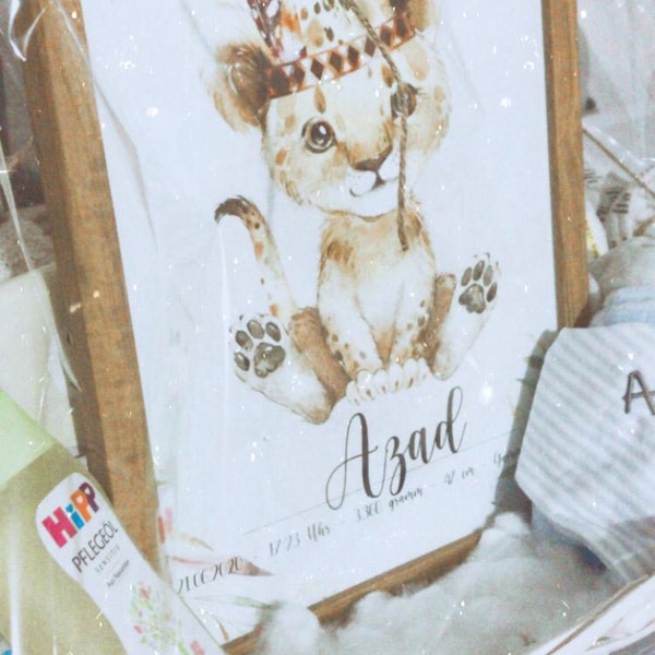Personalisiertes Geburtsbild A4 – Mit Namen, Datum, Uhrzeit & Gewicht, Individueller Kunstdruck Als Baby-Geschenk, Junge Oder Mädchen