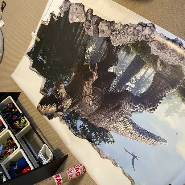 Dinosaur Wall Decal - T-rex 3D Smashed Wall Art Sticker Kids Room Decor ...