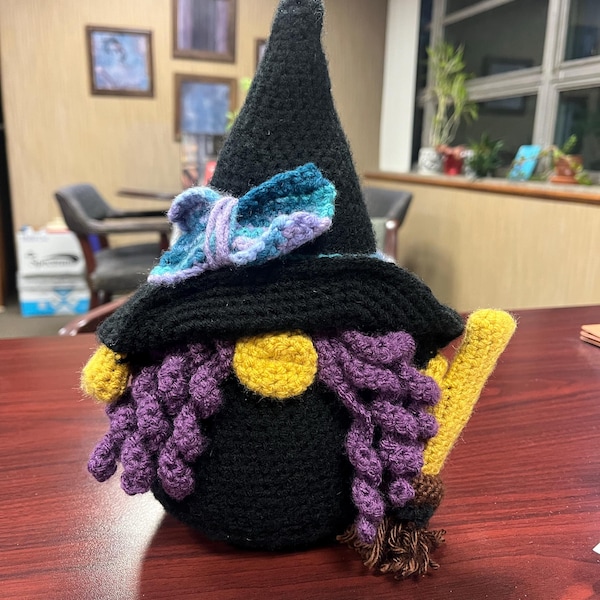 Halloween Crochet Patterns Gnome Witch With Broom and Crochet Pumpkin ...