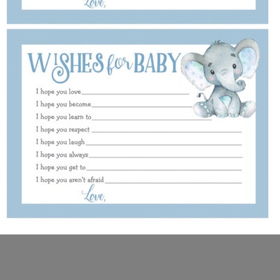 Wishes for Baby Elephant Baby Shower Printable Activity - Etsy