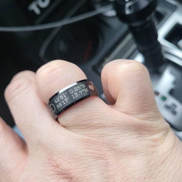 8mm Black Tungsten Carbide Men's Wedding Ring - Two Tone Brushed Finish, Comfort Fit, Size 6.5 - View #7