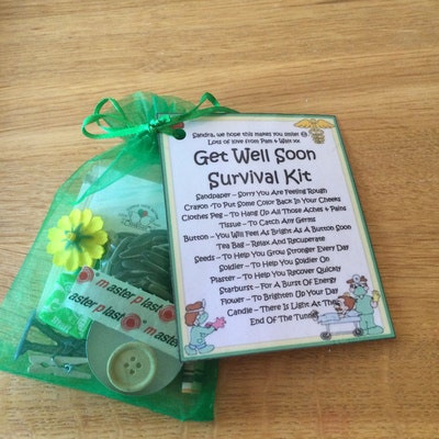 Get Well Soon Survival Kit Fun Novelty Gift &amp; Card Keepsake Good Luck ...