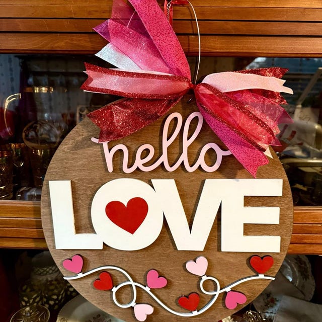 Hello Love Heart String Light Sign, Digital Download, Round Door