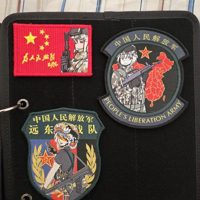 中国アニメの女の子、陸軍人民解放軍のワイフ中国国旗、軍の士気パッチ