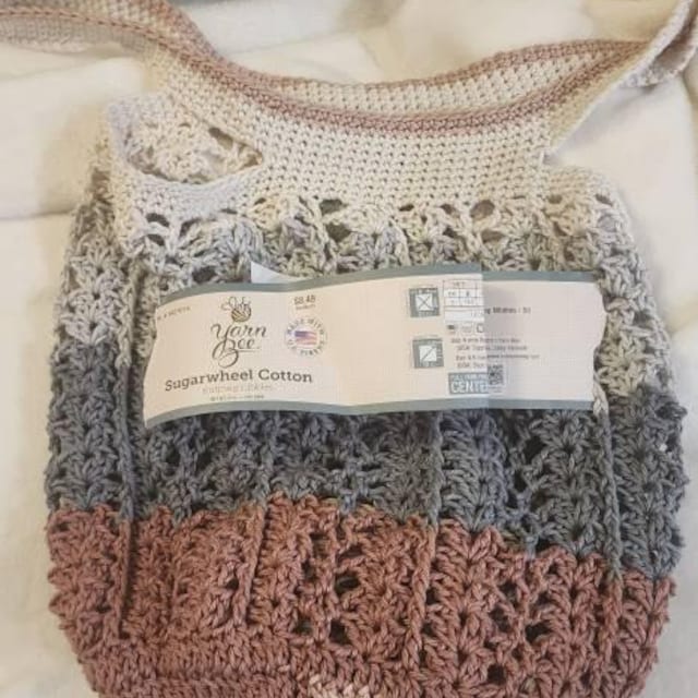 A customer's finished Willow Mesh Market Bag Crochet Pattern + Video Tutorial