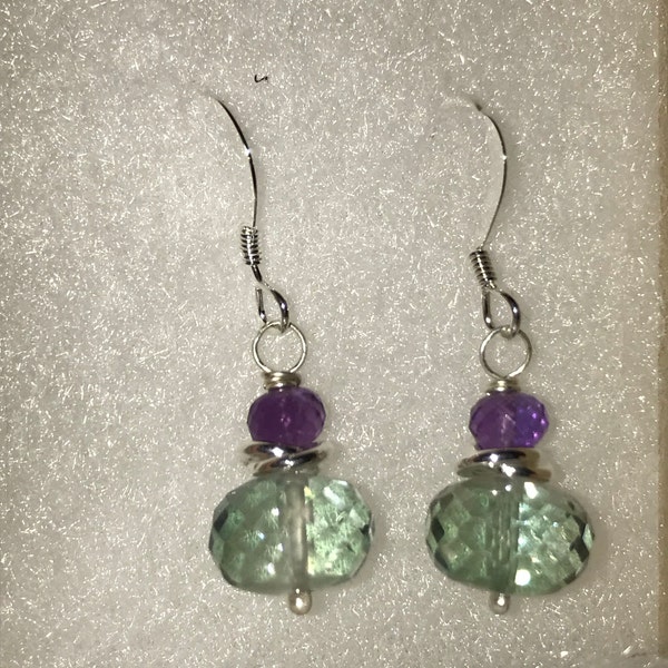 Pink Topaz Green Amethyst Duo Earrings main image 1