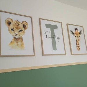 Set of 3 Jungle Animal Nursery Decor Wall Art Print Personalized Name ...