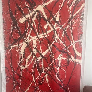 Jackson Pollock Art,large Red Canvas Art, Original Abstract