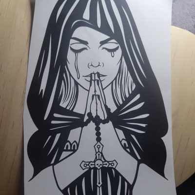 PNG SVG File Praying Crying Nun Priestess Tattoo - Etsy