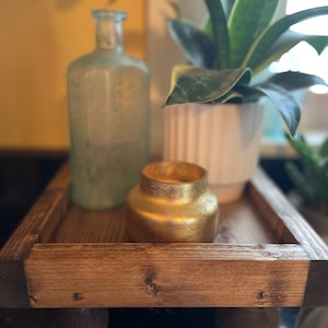 Small Wood Riser Tray, Sink Tray, Decorative Tray, Gift, PREORDER, Round  Feet 