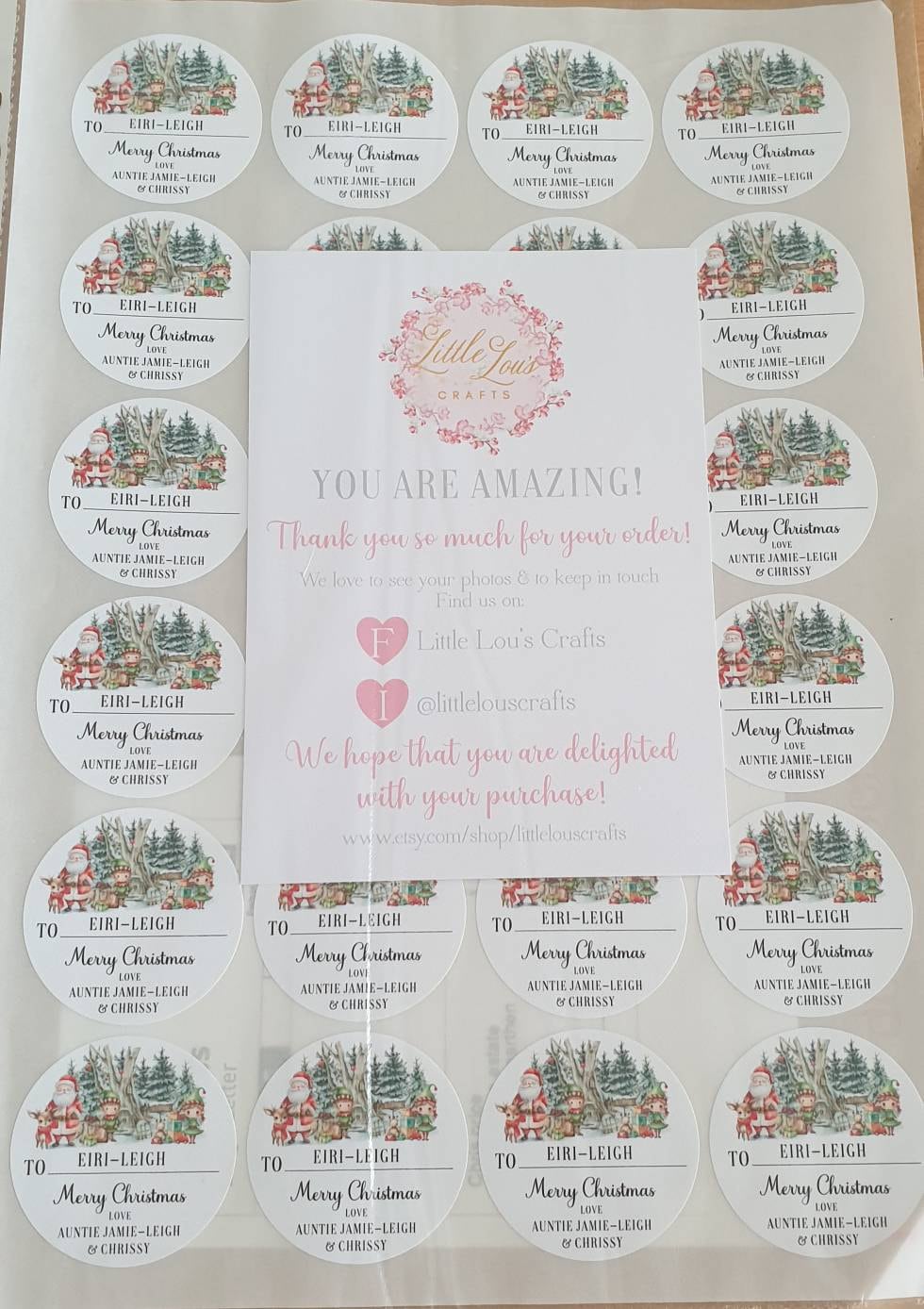 24 Personalised Christmas Stickers | Personalised Christmas Gift Labels | Santa Gift Stickers