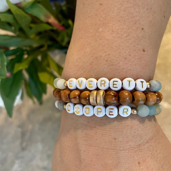 Mama Bracelet Stack, Custom Word Bracelet, Mom Gift, Mothers Day Gift ...